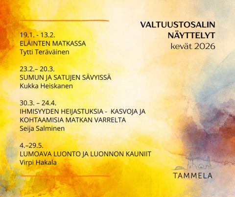 valtuustosalin näyttelyt kevät 2026